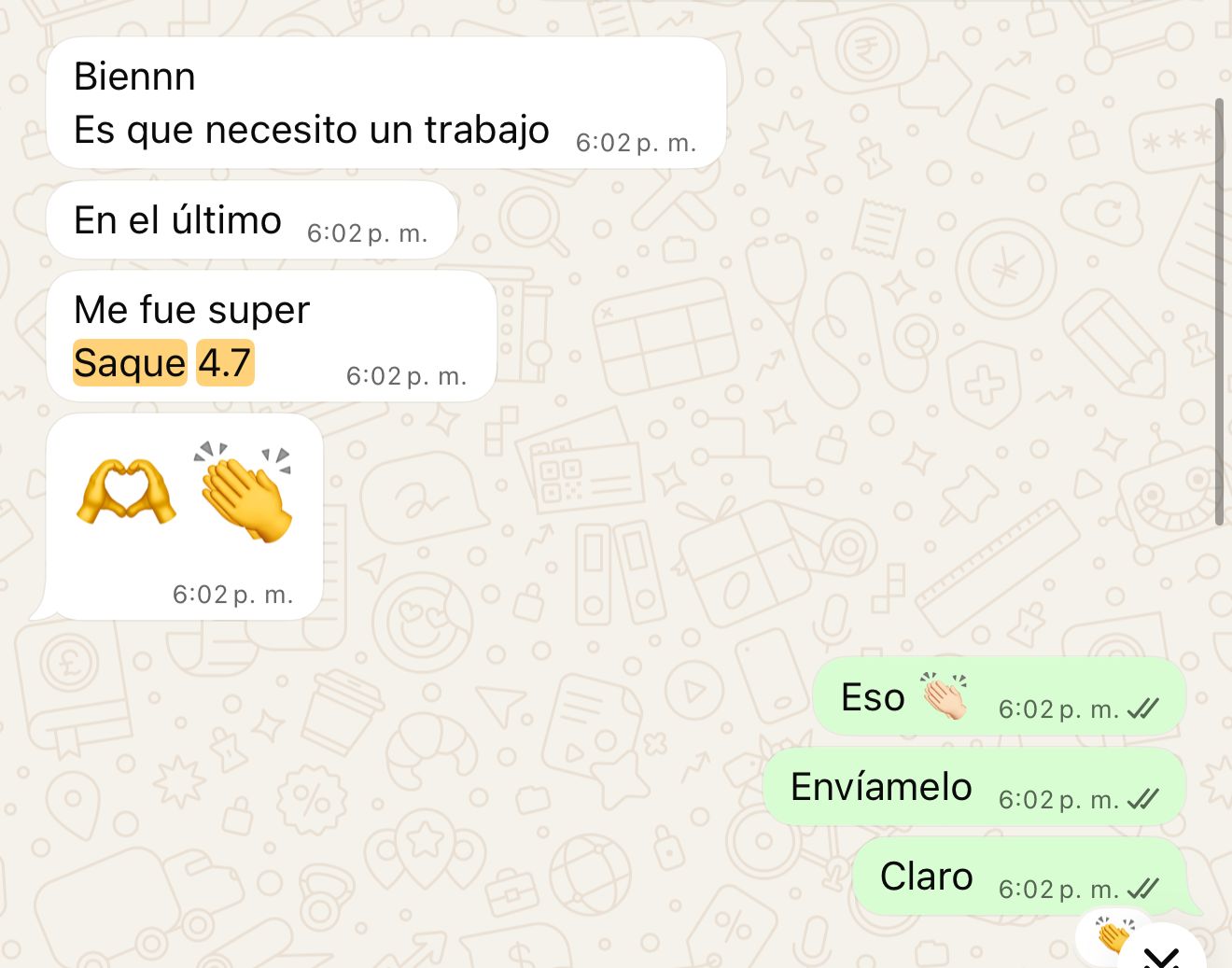 Captura de WhatsApp: cliente confirma excelente resultado con Somos Mentor